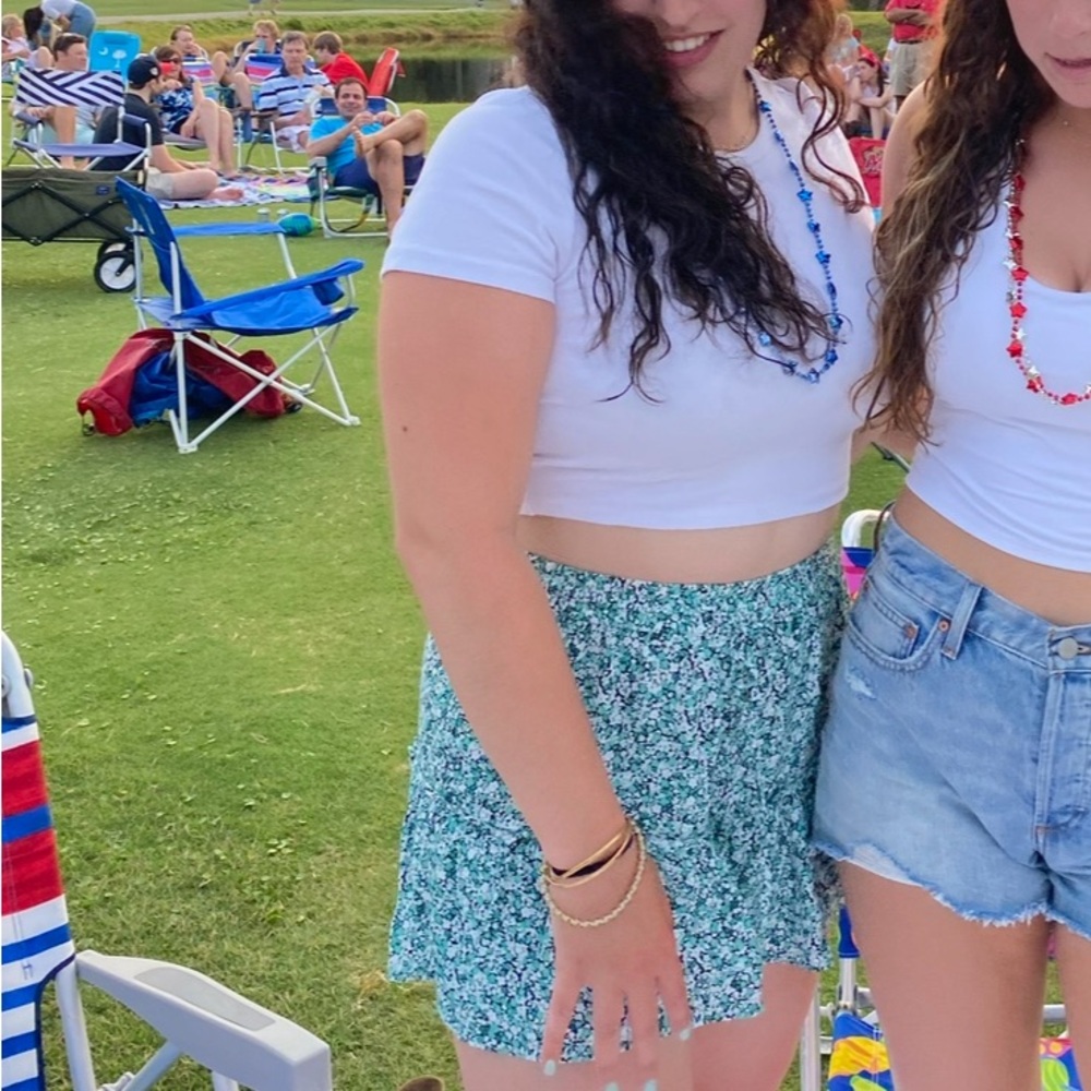 Green floral skort
